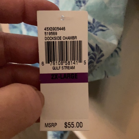 IZOD Pineapple Print Chambray Men's Shirt - Picture 10 of 10